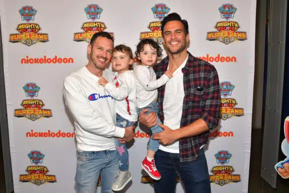 cheyenne jackson and jason landau kids with twins Willow and Ethan at Paw Patrol event