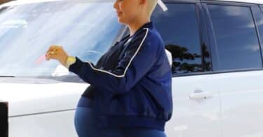 A VERY pregnant Amber Rose has family lunch with her son Sebastian, her mother and boyfriend Alexander Edwards f