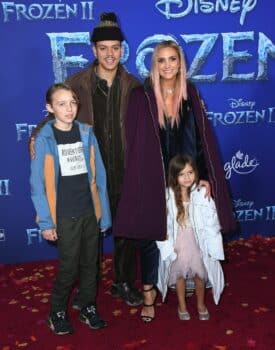 Evan Ross and Ashlee Simpson with kids Bronz and Jagger at Frozen 2 premiere in LA