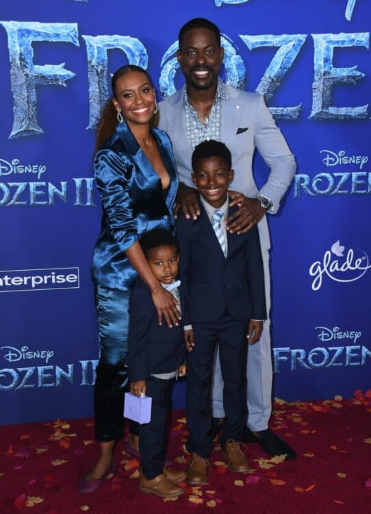 Sterling K. Brown and Ryan Michelle Bathe with kids Amare and Andrew at Frozen 2 premiere