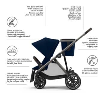 CYBEX Gazelle S Tandem or Single stroller features