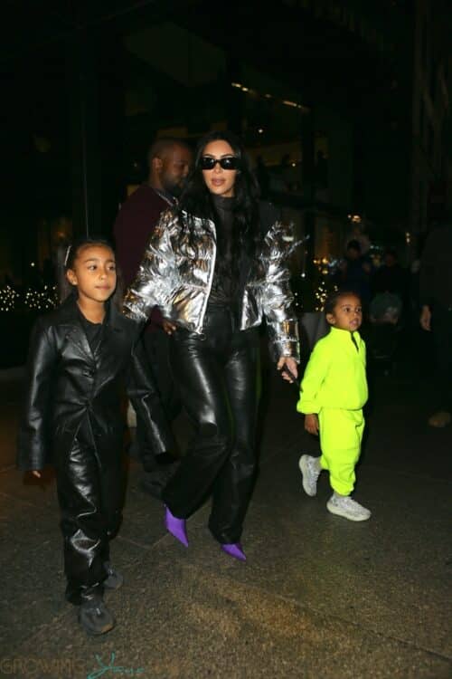 Kim Kardashian West leave Milos restaurant with her kids Saint and North december 21st 2019