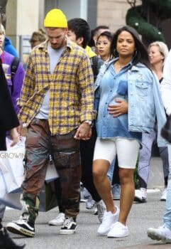 pregnant Christina Milian shops at Pottery Barn kids with Matt Pokora