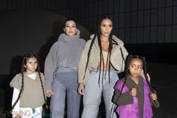 Kim Kardashian, North West, Kourtney Kardashian, and Penelope Disick arrive at the Yeezy Season 8 after party