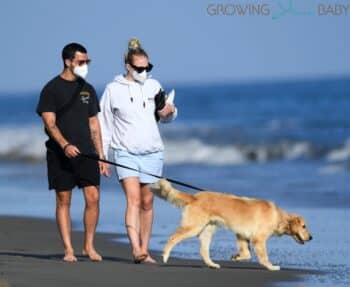 Joe Jonas and pregnant wife Sophie Turner take a romantic walk on the beach in Santa Barbara