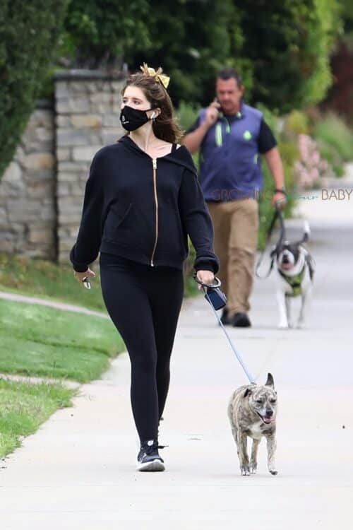 Pregnant Katherine Schwarzenegger goes for an afternoon walk with her dog in LA