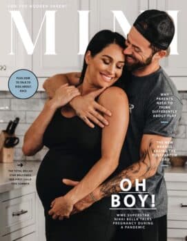 Pregnant Nikki Bella and Artem on cover of Mini Magazine