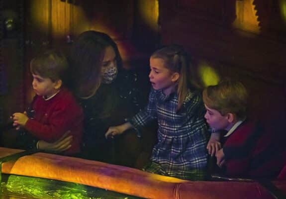 The Duchess of Cambridge and Prince George, Princess Charlotte and Prince Louis At show in London