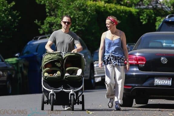 Giovanni Ribisi and his partner Emily Ward out with their twins