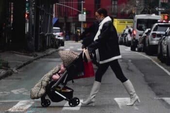 Irina Shayk pictured taking a stroll with her daughter through the West Village