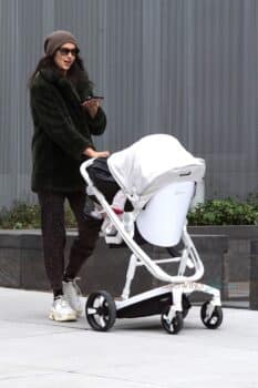 Irina Shayk pushes Milkbe stroller in NYC