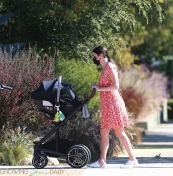 Lea Michele takes a stroll with her beau and baby in Brentwood nun stroller