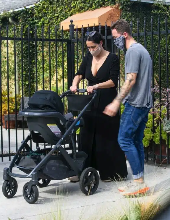 Nikki Bella and Artem Chigvintsev take son Matteo out for a walk - uppababy vista