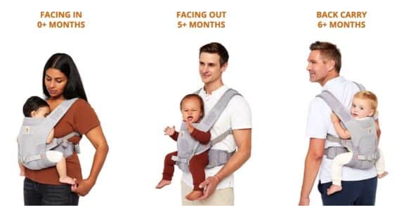 ErgoBaby Aerloom Baby Carrier wearing positions