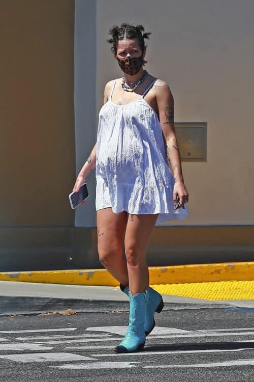 Pregnant Halsey out in Malibu