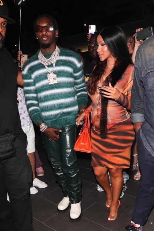 Cardi B and Offset seen arriving at BOA Steakhouse after the pair announced they are expecting their second child together