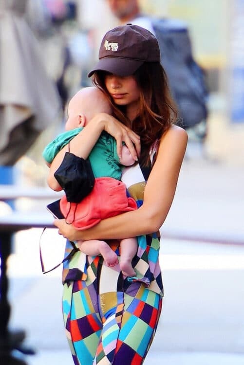 Emily Ratajkowski heads out with baby Sylvester