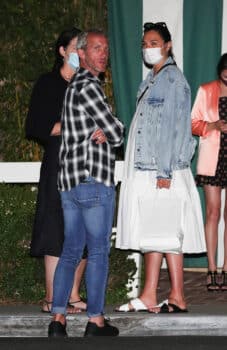 Gal Gadot chats with her husband and friend after dinner at San Vicente Bungalows