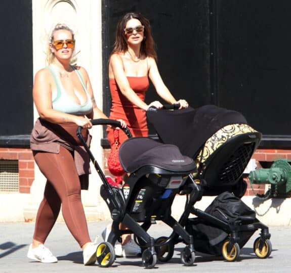 Emily Ratajkowski pushes her son in the Versace stroller