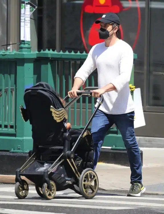 Joshua Jackson pushes jeremy scott wings stroller