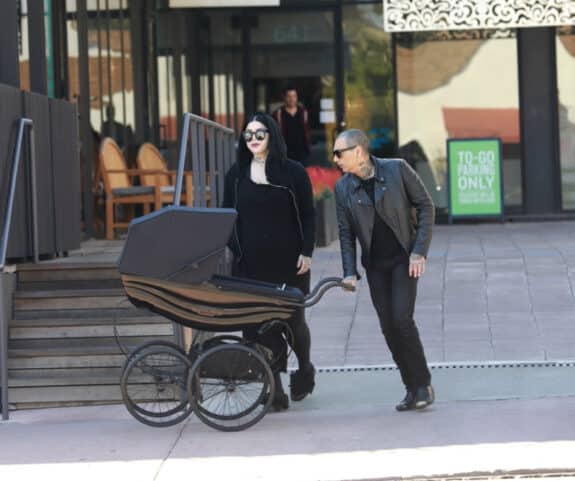 Kat Von D and Rafael Reyes have lunch in L.A. with their newborn son - Custom Silver Cross Balmoral Pram
