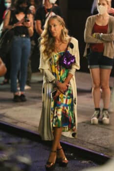 Sarah Jessica Parker as Carrie bradshaw in And Just Like That outside webster hall