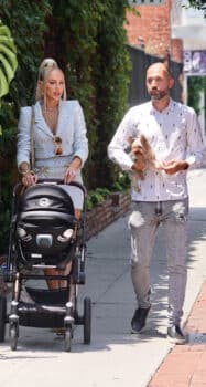 Selling Sunset star Christine Quinn and husband Christian Richard with their son our in LA