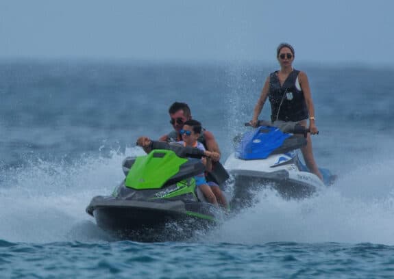 Simon Cowell goes jet-skiing in Barbados with his family