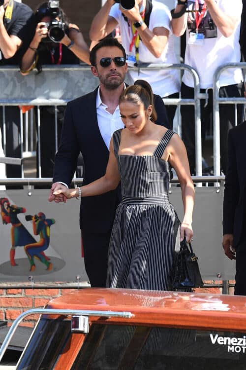 Jennifer Lopez and Ben Affleck arriving on a boat for the 78th Venice Film Festival in Venice 2021