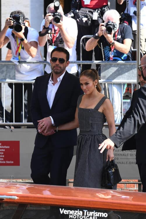 Jennifer Lopez and Ben Affleck arriving on a boat for the 78th Venice Film Festival in Venice 2021