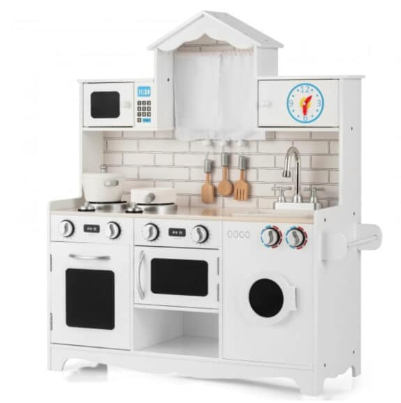 Wooden Kids Kitchen with Washing Machine