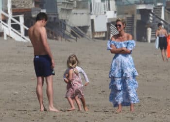 Nicky Hilton enjoys a happy day at the beach in Malibu with her husband James Rothschild and their kids Lily and Teddy.