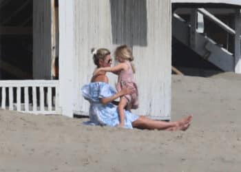 Nicky Hilton enjoys a happy day at the beach in Malibu with her husband James Rothschild and their kids Lily and Teddy.