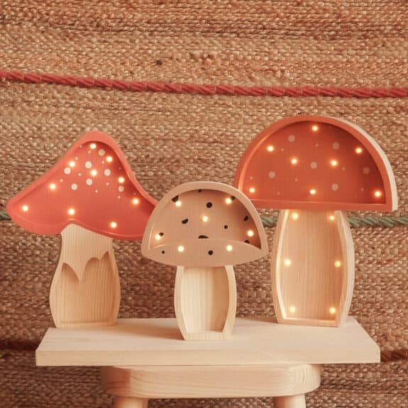 Wooden Mushroom Lamps – set