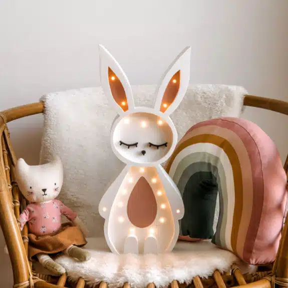 wooden bunny lamp