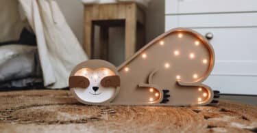 wooden sloth lamp