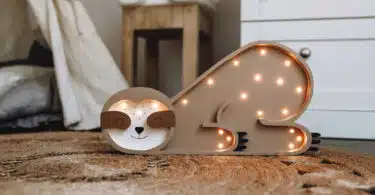 wooden sloth lamp