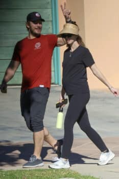 Chris Pratt and pregnant Katherine Schwarzenegger enjoy a walk together