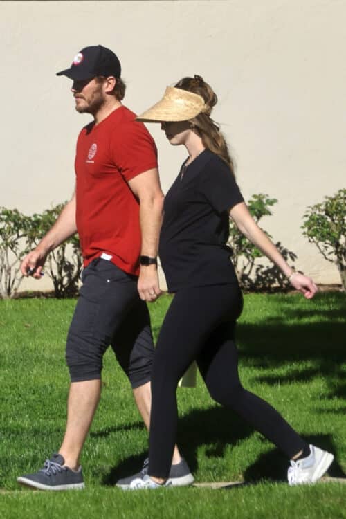 Chris Pratt and pregnant Katherine Schwarzenegger enjoy a walk together