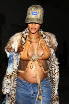 Rihanna shows off her belly bump while out to late night dinner at Giorgio Baldi in Santa Monica, CA