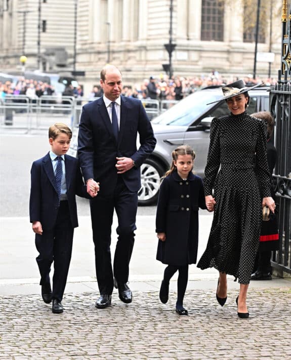 Kate Middleton, Prince William, Prince George, Princess Charlotte arriving at westminster abbey for service