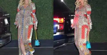 pregnant Nicky Hilton exits the CAA pre-Oscars party at San Vicente Bungalows LA