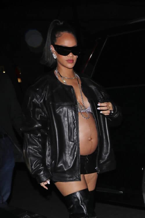Pregnant Rihanna flaunts her growing baby bump in Santa Monica