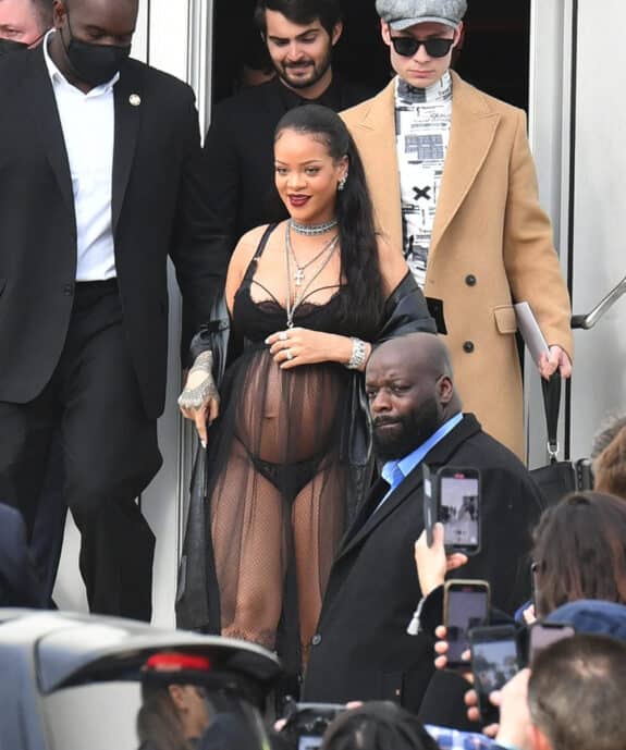 Pregnant Rihanna leaves the Dior womenswear fashion show during Paris Fashion Week
