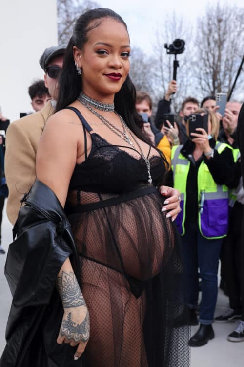 Pregnant Rihanna leaves the Dior womenswear fashion show during Paris Fashion Week