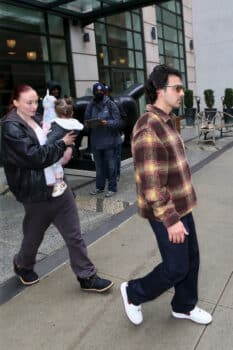 Pregnant Sophie Turner and Joe Jonas check out of the Crosby Hotel with their daughter Willa