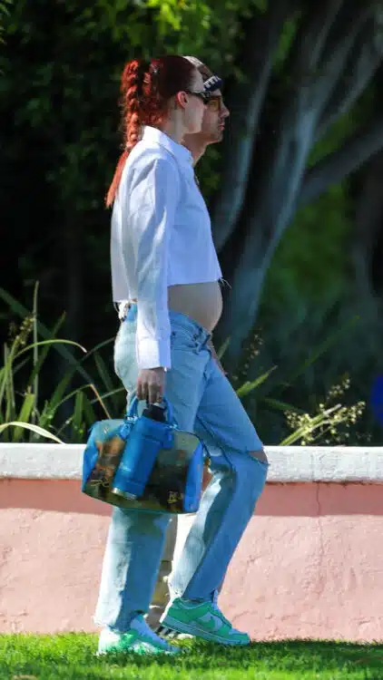 Very pregnant Sophie Turner and husband Joe Jonas enjoy a picturesque walk in Beverly Hills
