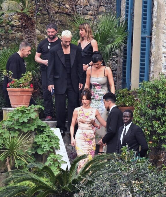 Kendal and Kylie jenner at kourtney kardashian and travis barker wedding