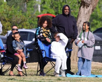 Kim and Kanye Reunite at Saints Soccer Game