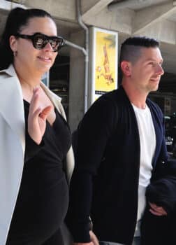 Pregnant Adriana Lima and Andre Lemmers arrive at Nice Cote d Azur airport ahead of Cannes